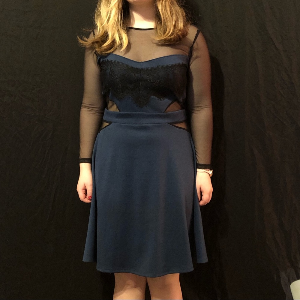 Blue and black homecoming dress